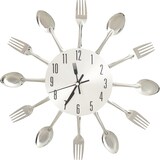thumbnail of vidaXL Wanduhr mit Löffel und Gabel Design Silbern 31 cm Aluminium