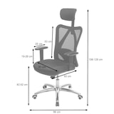 thumbnail of Sedia da ufficio HWC-J86, sedia da scrivania, ergonomica, supporto lombare regolabile, portata 150 kg ~ con poggiapiedi, nero