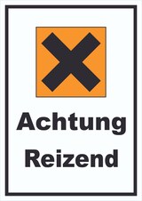 thumbnail of Schild Gefahrensymbol Reizend Kreuz hochkant A4 (210x297mm)
