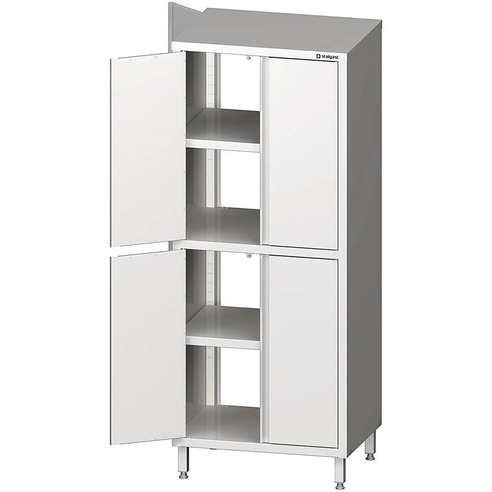 Stalgast Edelstahl Durchreiche-Hochschrank mit Flügeltüren, 800x700x2000 mm, mit zwei Schrankräumen, verschweißt