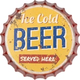thumbnail of Deko Blechschild Kronkorken Ice Cold Beer Served here gelb
