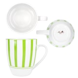 thumbnail of Split grün 6er Set Kaffeebecher 300ml Porzellan-Tasse 6 Pers Streifen Tee Kakao