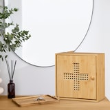 thumbnail of Relaxdays Medizinschrank, Bambus, Medikamentenschränkchen zum Hinstellen, HxBxT: 28 x 28 x 16 cm, Hausapotheke, natur