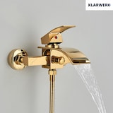 thumbnail of "ROSA" | Miscelatore vasca a cascata doccia oro | in acciaio inox comprensivo di doccetta e supporto | Set completo termostato vasca con rubinetto