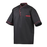 thumbnail of 217 - Kochhemd halbarm, mit Druckknöpfen und farbiger Paspel : rot 65% Polyester 35%Baumwolle 220 g/m² L