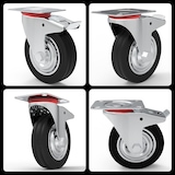 thumbnail of PRIOstahl Transportrollen 200mm Rollensatz 2 Lenkrollen + 2 Lenkrollen mit Bremse schwarz Schwerlast