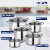thumbnail of KOPF Topfset Induktion Clara 8-teilig | Kochtopf-Set für alle Herdarten | Literskala | Edelstahl