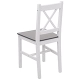 thumbnail of Esszimmer-Set HWC-F77, Sitzgruppe Esszimmergruppe, Massiv-Holz Landhaus 110cm ~ weiß-grau