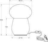 Eine Pilzlampe mit Kabel und Schalter.