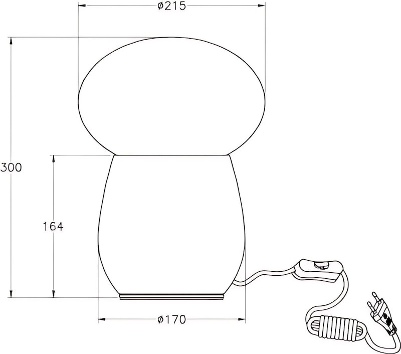 Eine Pilzlampe mit Kabel und Schalter.