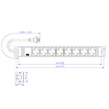thumbnail of Bachmann 19"-Steckdosenleiste PVC 1,5HE, 8-fach, lichtgrau 2,0m, ohne Schalter