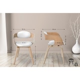 thumbnail of DELUKE® 2er Set Stühle LONDON Kunstleder - 73x49x46cm, Natur/Weiß | Kunstleder | Holz Gestell | Konferenzstuhl Wartezimmerstuhl
