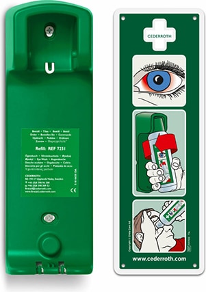 10x Cederroth Wandhalter Augendusche 27 cm x 9 cm x 7 cm Eye Wash inkl. Hinweisschild