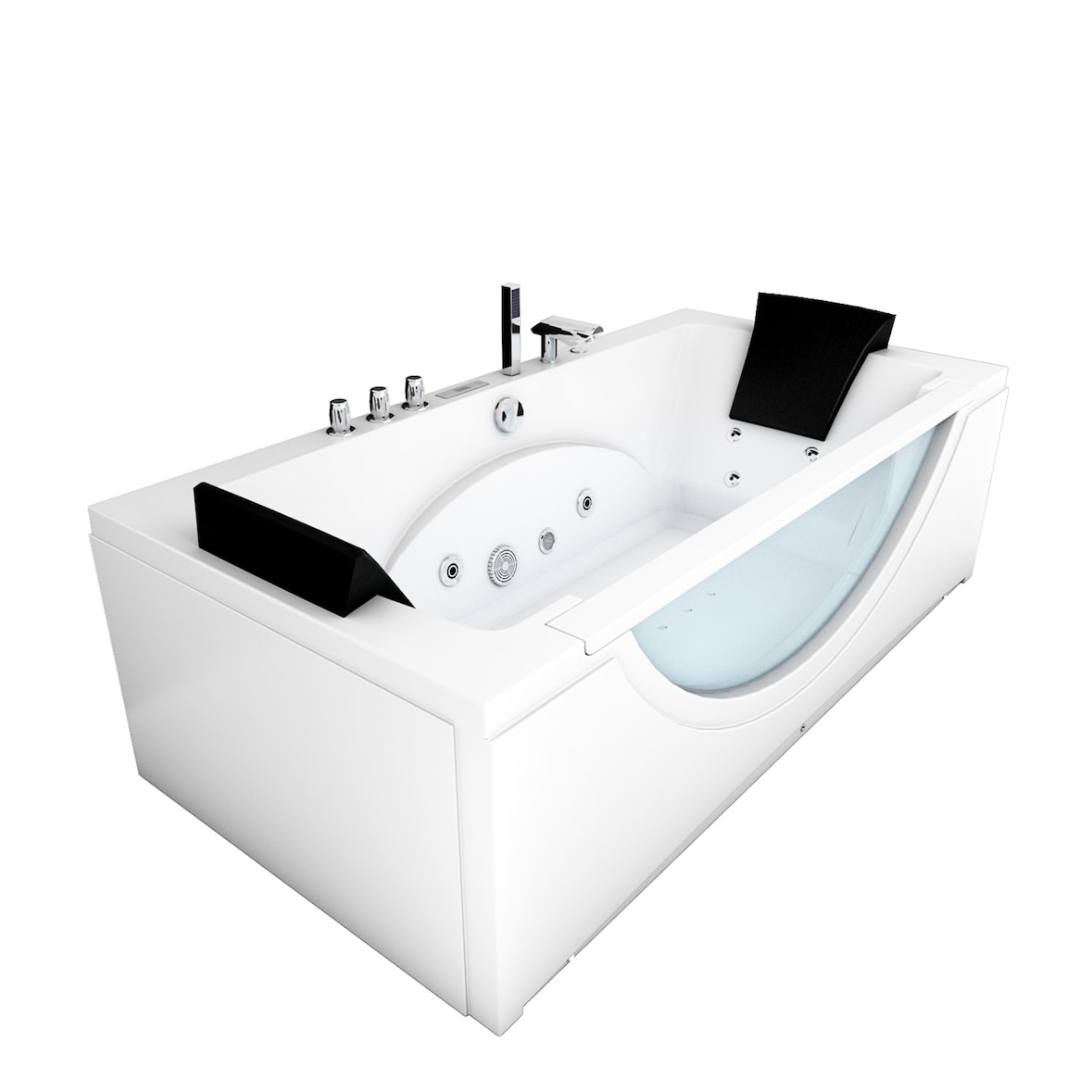 Whirlpool Pool Badewanne Eckwanne Wanne W81H-C-SC 180x90cm aktive Schlauch-Reinigung