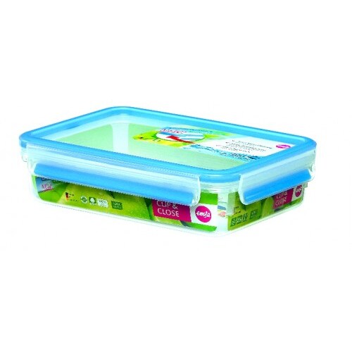 4x Emsa CLIP & CLOSE Frischhaltedose 1,2 Liter rechteckig im Klassikformat - LxBxH: 226x167x59 mm