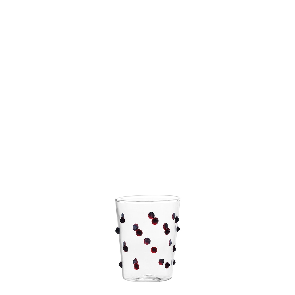 Zafferano Set 6 Bicchieri Party Tumbler Junior in Vetro Borosilicato Rosso, Design a Pois Artigianale per Servizio Liquori e Salse da Tavola