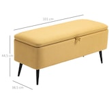 thumbnail of HOMCOM Banco de Armazenamento Estofado em Linho com Tampa Abatível e Pés de Aço Carga Máxima 150kg 102x40x39,5cm Amarelo