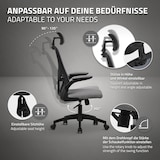 thumbnail of ML-Design Bürostuhl ergonomisch Grau, Mesh, Kopfstütze, Armlehnen, Lendenstütze, Wippfunktion, Drehstuhl mit Rollen, Computerstuhl Chefsessel
