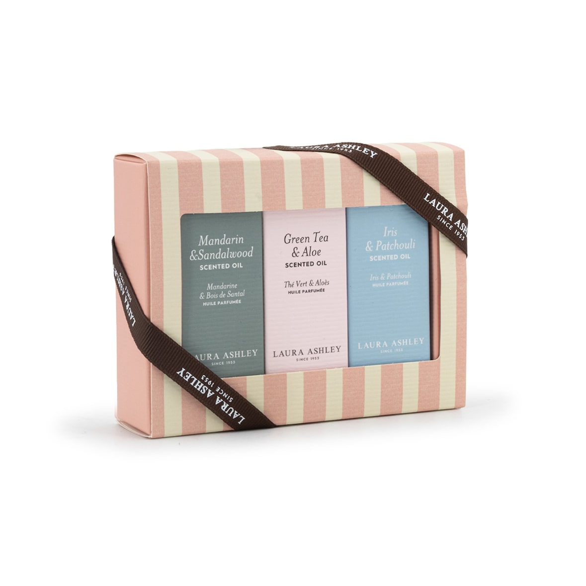 Laura Ashley Geschenkset Duftöl, 3x10ml, Glas, Mandarine & Sandelholz, Grüner Tee & Aloe, Iris & Patchouli, Raumduft