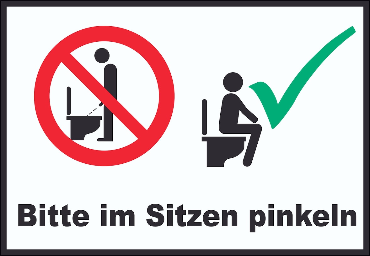 Bitte im Sitzen pinkeln Schild A1 (594x841mm)