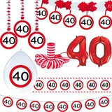 thumbnail of 40. Geburtstag Verkehrsschild Geburtstagsdeko Partyset Party Deko Set rot weiss Dekoration Zahl Frau Mann