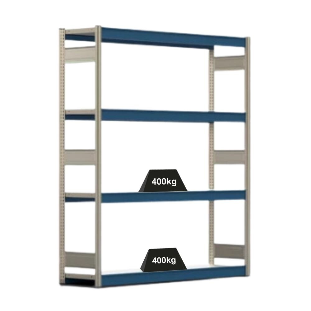 PROREGAL Weitspannregal ELCH Stecksystem T-Profil | Grundregal | HxBxT 200x175x50cm | 4 Ebenen | Stahlplatten-Fachboden | Fachlast 400kg | Enzianblau