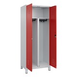 thumbnail of C+P Doppel-Spind Classic PLUS, Füßen, 2 Abteile, HxBxT 195x80x50cm, Zylinderschloss, Hellgrau/Rot von PROREGAL