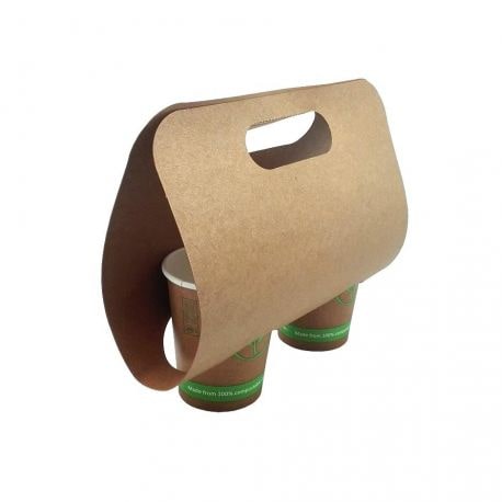 Greenvase - Porta-copos em fibra kraft 2 peças 240x123x133mm caixa 400 Unidades