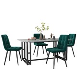 thumbnail of Esszimmerstuhl 4er Set Samt Dunkelgrün 86x46x44 cm mit Rückenlehne Ziersteppung Metallbeinen ergonomisch und vielseitig einsetzbar