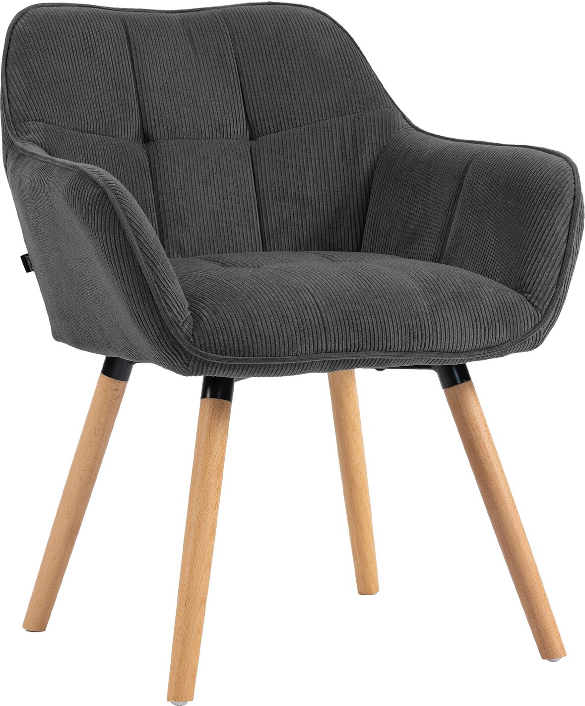 Esszimmerstuhl DUNOR - Cord Dunkelgrau 65x64x82 cm Braun | Essstühle Esszimmerstühle Küchenstühle Wohnzimmerstühle