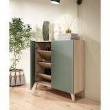 thumbnail of HERDASA, Zapatero modelo SUNNE en melamina, en color nogal claro con frente verde