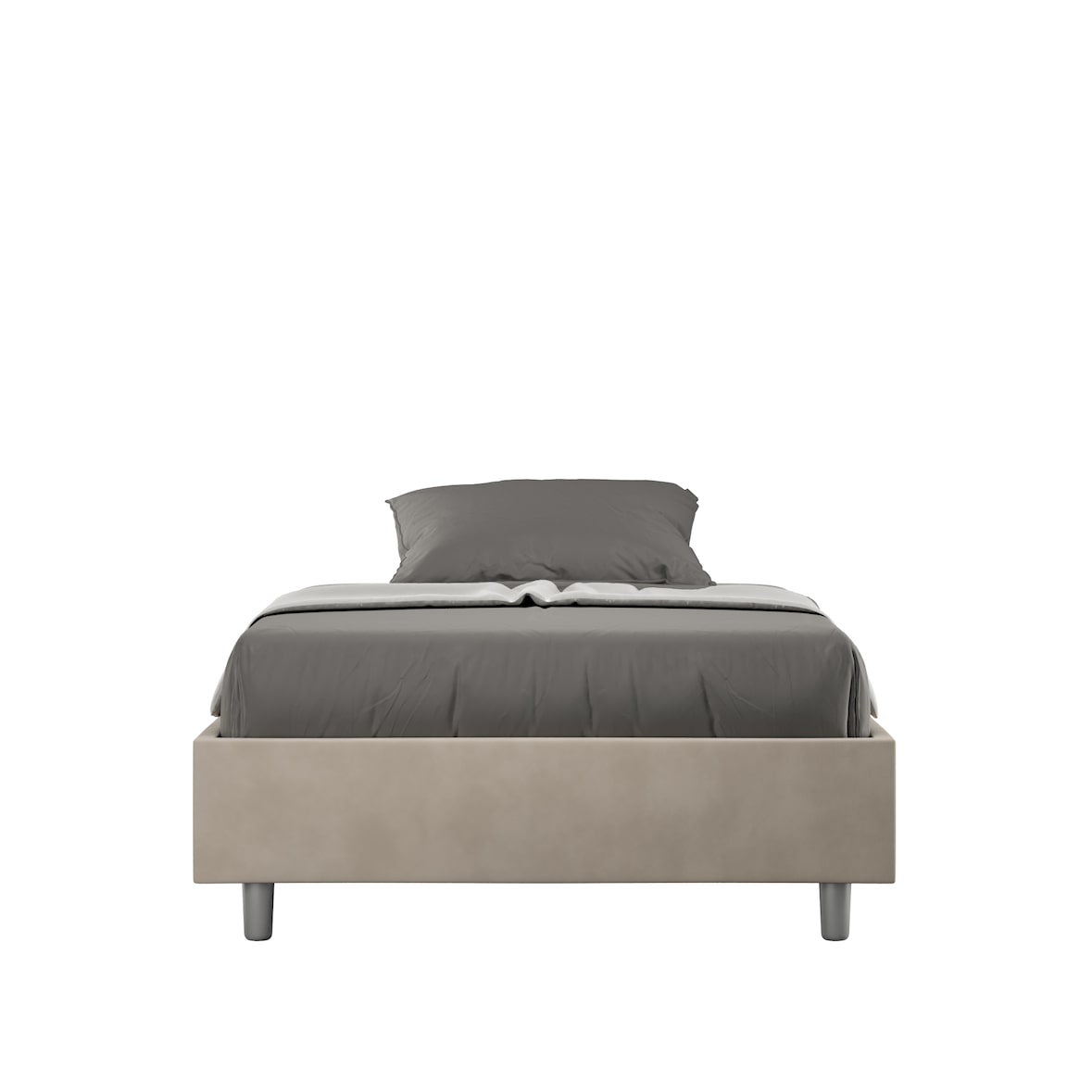 Letto Sommier senza rete imbottito 140x200 microfibra sabbia Azelia