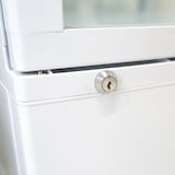 thumbnail of Maxima - 9400815 Vitrina refrigerada 235L blanco, doble vidrio, 4 estantes ajustables, LED, ventilada, descongelación automática, 51.5x48.5x169 cm