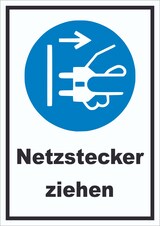 thumbnail of Netzstecker ziehen Schild A0 Rückseite selbstklebend