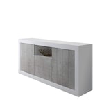 thumbnail of Credenza Moderna Madia Con 2 Ante 2 Cassetti Vano A Giorno Mobile Sala Pranzo Soggiorno Ingresso Senza Maniglie 184x86x42 Cm Bianco Grigio Cemento