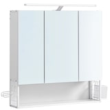 thumbnail of Helloshop26 - Wandhängender Badezimmerschrank mit Spiegel 14,5 x 70 x 70 cm mit LED-Beleuchtung 3 Türen verstellbarem Einlegeboden 12_0004038