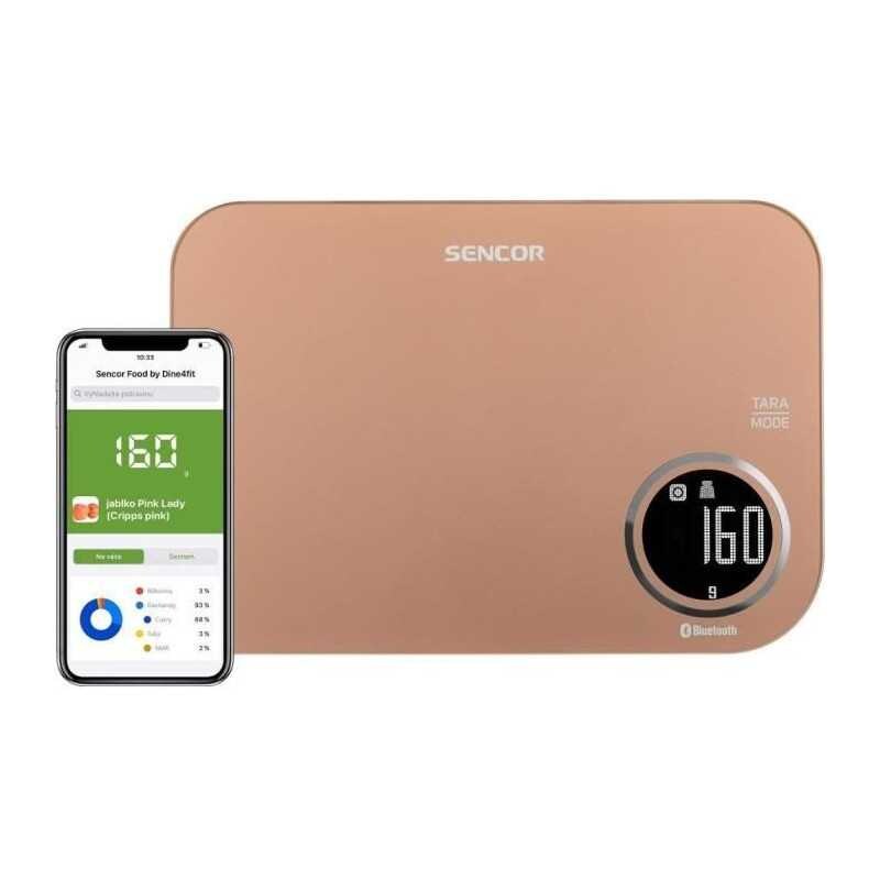 Balance de cuisine électronique verre trempé rose gold 5 kg SENCOR