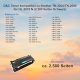 thumbnail of D&C XL Toner kompatibel zu Brother TN-2005/TN-2000 für HL-2070N (2.500 Seiten Schwarz)