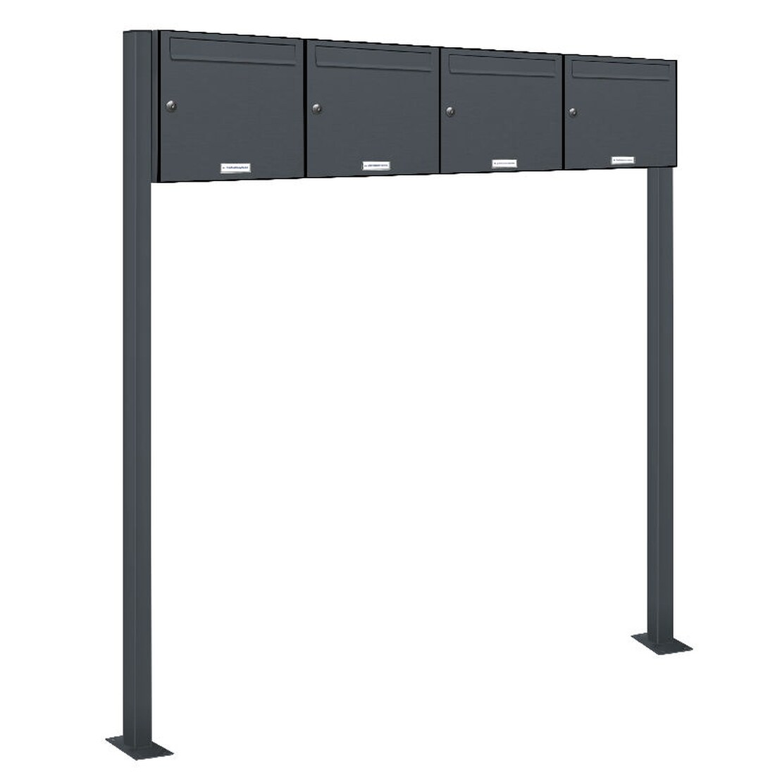 AL Briefkastensysteme 4 Fächer Premium Stand Briefkasten Anlage in RAL 7016 Anthrazit Grau  Post A4, robust, wetterfest, Artikelnummer: 331P4S4P7016