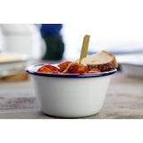 thumbnail of APS 40638 Bol / saladier en métal émaillé blanc bordure bleue Ø 13 cm, H 6 cm, 0,5 L