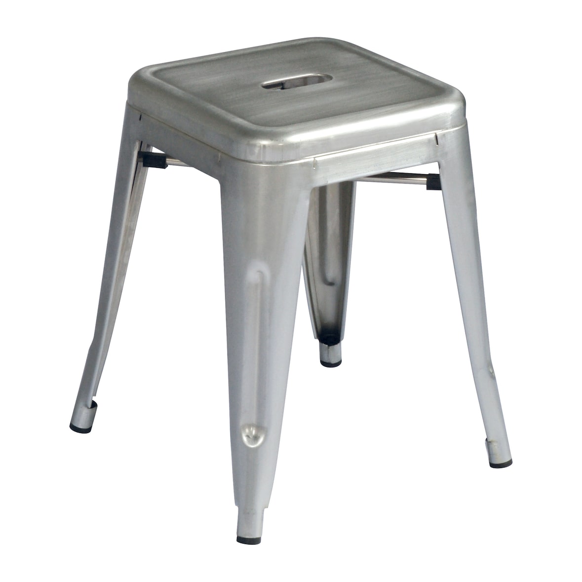 sgabello basso in lamiera,impilabile,colore silver