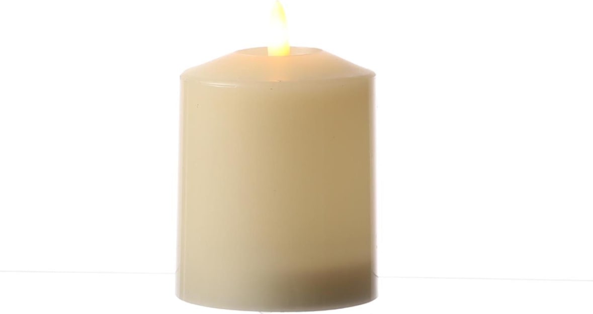 LED Kerze Kirchenkerze Echtwachs flackernd H: 11,5cm D: 7,5cm Timer creme