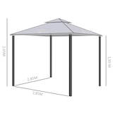 thumbnail of Outsunny Pérgola de Jardim 294x294x265cm com Duplo Teto de Ventilação 8 Orifícios de Drenagem e 4 Telas Mosquiteiras Cinza