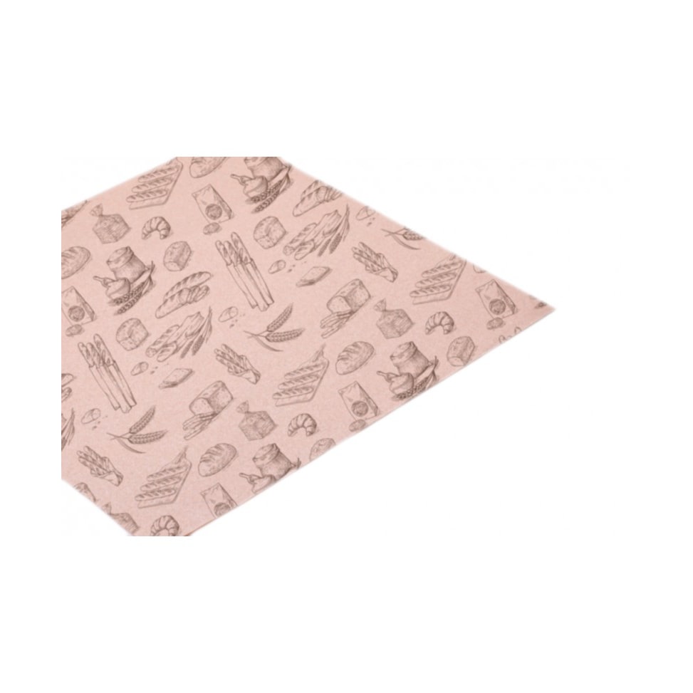 Schachtel mit 400 Blatt natürlichem Manila-Bäckerpapier, dekoriert mit Bäckerei, 60 x 86 cm