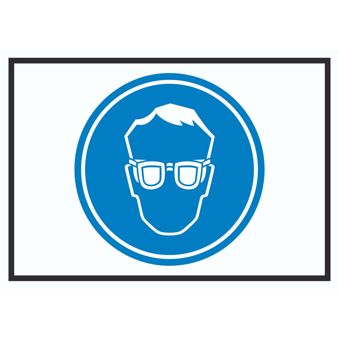 Schutzbrille tragen Symbol Schild A4 Rückseite selbstklebend
