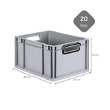 thumbnail of PROREGAL SparSet 5x Eurobox NextGen Color mit Auflagedeckel & Verschlüsse, HxBxT 22x30x40cm, 20L, Grau, Griffe schwarz offen, Eurobehälter