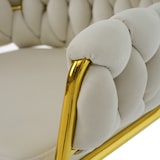 thumbnail of Merax Samt-Esszimmerstuhl, 2er set, Sessel, Schlafzimmer-Drehstuhl, Freizeit-Drehstuhl mit vier Stützbeinen aus Metall, beige