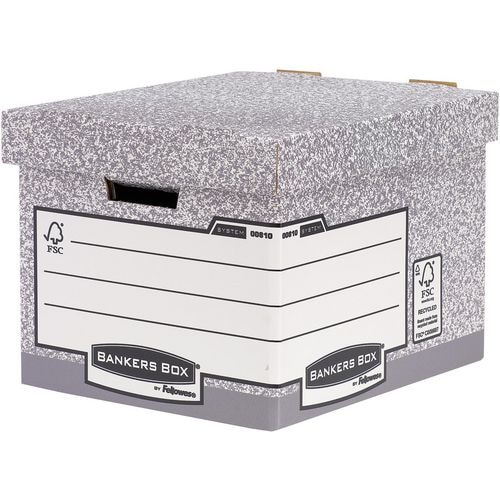Caja de archivo A4 gris/blanco 333x390x285