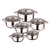 thumbnail of WellHome - Set di pentole in acciaio inox da 12 pezzi con 3 padelle Ø16/20/24 cm in alluminio pressato nero
