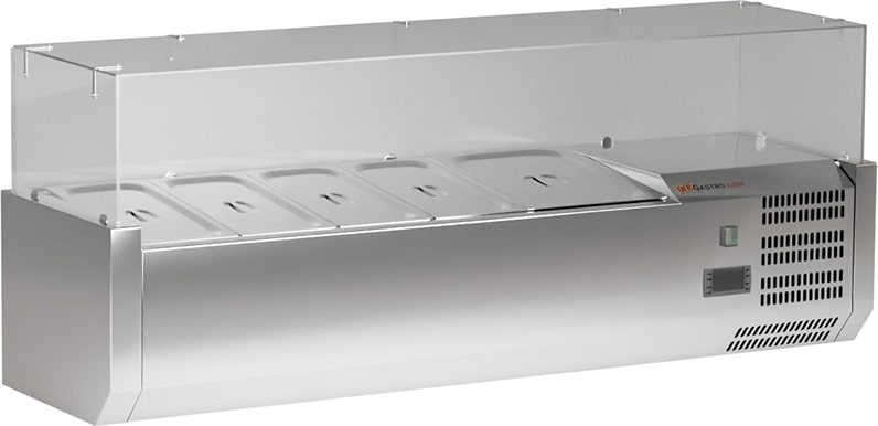Glaskühlaufsatzvitrine - 1,4 m - für 1/3-GN-Behälter - IDEAL